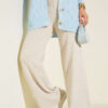 Wide Leg Knit Trousers Beige – Image 2