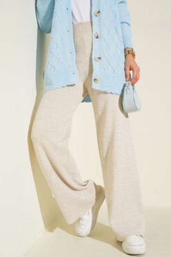 Alternative view of Wide Leg Knit Trousers Beige