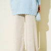 Wide Leg Knit Trousers Beige – Image 3