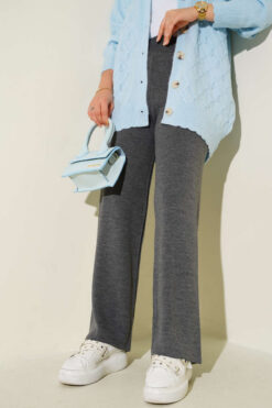 Alternative view of Wide Leg Knit Trousers Smoke