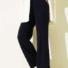 Wide Leg Knit Trousers Navy Blue