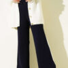 Wide Leg Knit Trousers Navy Blue – Image 2