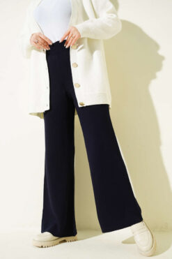 Alternative view of Wide Leg Knit Trousers Navy Blue