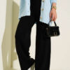 Wide Leg Knit Trousers Black – Image 2