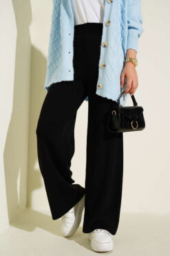 Alternative view of Wide Leg Knit Trousers Black