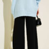 Wide Leg Knit Trousers Black – Image 3