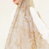 Botanical Floral Pattern Bamboo Shawl Beige - immagine 2