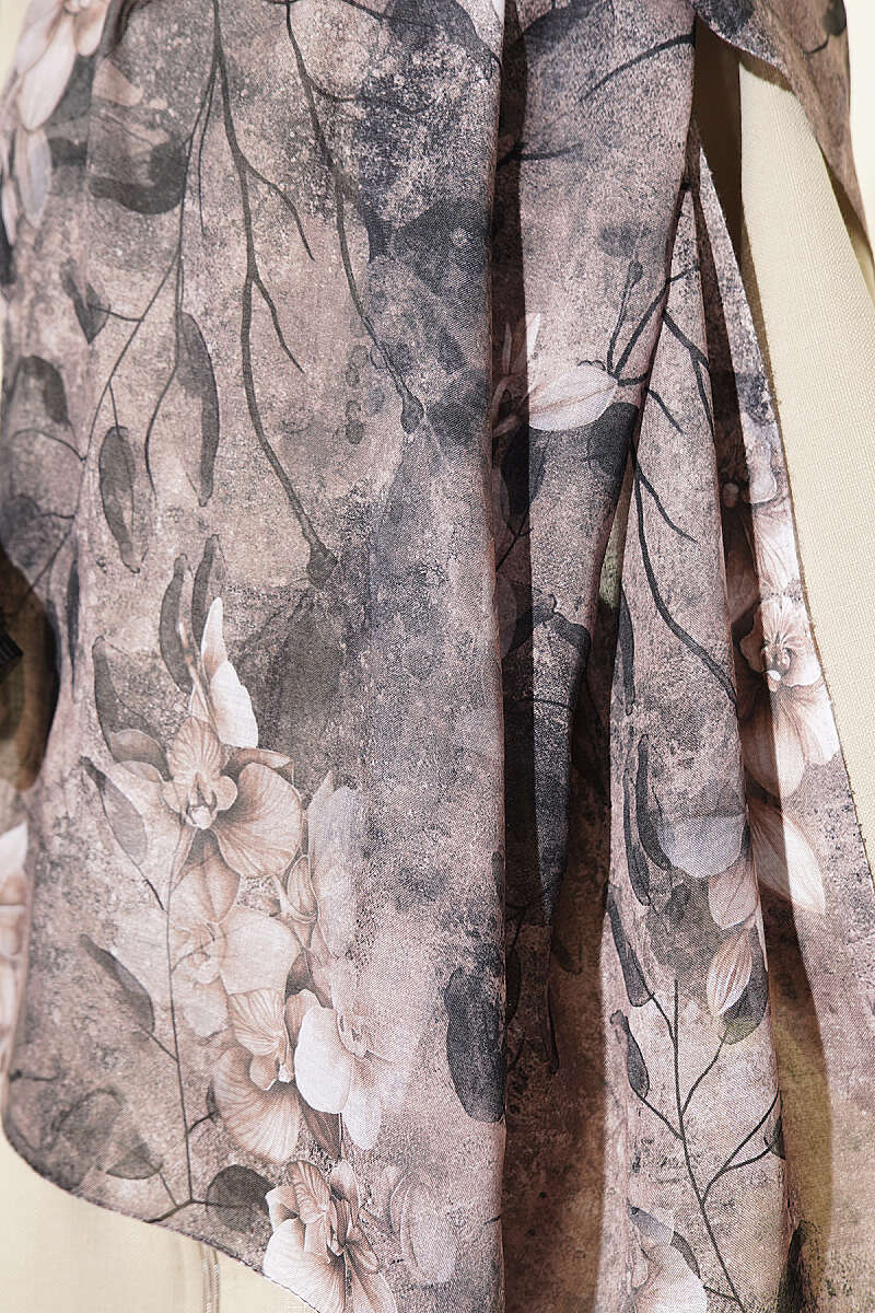 Botanical Floral Pattern Bamboo Shawl Mink - Image 4