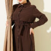 Buttoned Piece Detailed Belted Dress Brown - Imagen 2