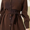 Buttoned Piece Detailed Belted Dress Brown - Imagen 4