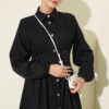 Button-Front Pleated Dress Navy Blue - Image 2