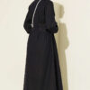Button-Front Pleated Dress Navy Blue - Image 3