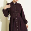 Button-Front Pleated Dress Plum - Image 2