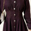 Button-Front Pleated Dress Plum - Image 4