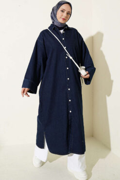 Button-Down Long Tunic Denim