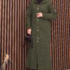 Full-Length Gold Buttoned Modest Knit Cardigan Ecru – Image 5