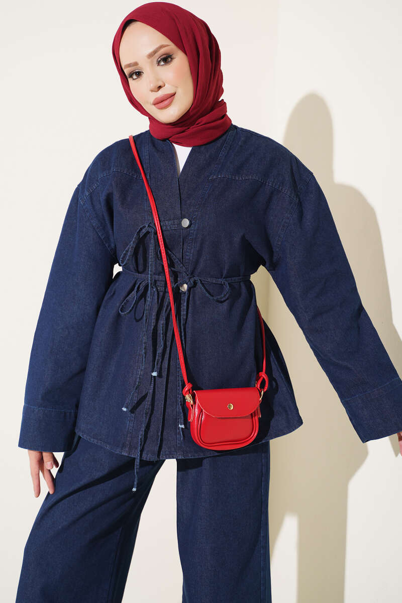 Brit Buttoned Cotton French Terry Two-Piece Set Dark Blue - Imagen 2