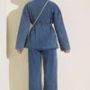Brit Buttoned Cotton French Terry Two-Piece Set Blue – Bild 3