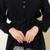 Brit Buttoned Pleated Skirt Set Black - Afbeelding 4