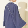Britain-Style Button-Down Batwing Sleeve Shirt Indigo – Image 3