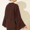 Britain-Style Button-Down Batwing Sleeve Shirt Brown – Image 3