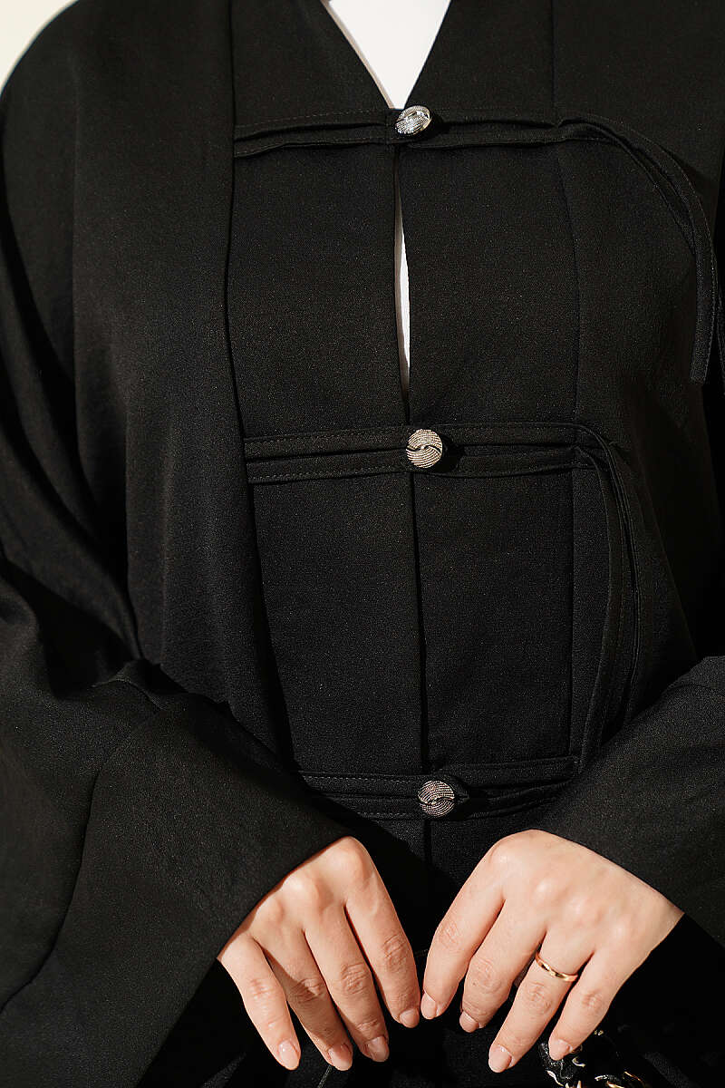 Britain-Style Button-Down Batwing Sleeve Shirt Black – Image 4