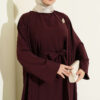 Brooch-Embellished Abaya Two-Piece Set Plum – Image 2