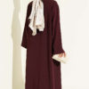 Brooch-Embellished Abaya Two-Piece Set Plum – Image 3