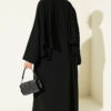Brooch-Embellished Abaya Two-Piece Set Black – Image 3