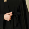 Brooch-Embellished Abaya Two-Piece Set Black – Image 4