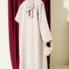 Brooch-Embellished Abaya Two-Piece Set Stone – Image 3