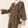 Brooch-Embellished Jacket and Two-Piece Set Khaki - Afbeelding 2