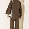 Brooch-Embellished Jacket and Two-Piece Set Khaki - Afbeelding 3