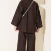 Brooch-Embellished Jacket and Two-Piece Set Brown - immagine 3