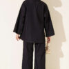 Brooch-Embellished Jacket and Two-Piece Set Navy Blue - immagine 3