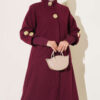⁦Goldfox Coat with Brooch Detail Plum⁩ - الصورة ⁦2⁩