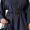 Brooch-Embellished Drawstring Hooded Sweatshirt Navy Blue - Image 4