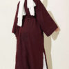 Long Coat with Brooch and Tie Closure Burgundy - Afbeelding 3