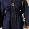 ⁦Long Coat with Brooch and Tie Closure Denim⁩ - الصورة ⁦4⁩