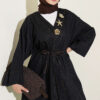 Long Coat with Brooch and Tie Closure Dark Navy – Bild 2