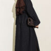 Long Coat with Brooch and Tie Closure Dark Navy – Bild 3
