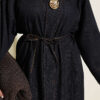 Long Coat with Brooch and Tie Closure Dark Navy – Bild 4