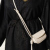 Long Coat with Brooch and Tie Closure Black – Bild 4