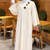 Long Knit Cardigan with Brooch Ecru - الصورة 2