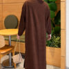Long Knit Cardigan with Brooch Brown - immagine 4