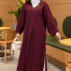 Long Knit Cardigan with Brooch Plum - immagine 3