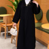 Long Knit Cardigan with Brooch Black - immagine 2