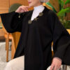 Long Knit Cardigan with Brooch Black - immagine 3
