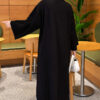 Long Knit Cardigan with Brooch Black - immagine 4