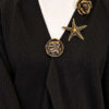 Long Knit Cardigan with Brooch Black - immagine 5